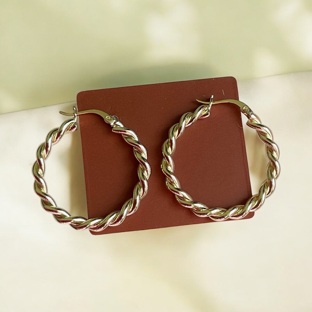 TOSCANA ITALIANO BELLEZZO BRONZE TWISTED HOOPS GOLD 1 - 1/4”